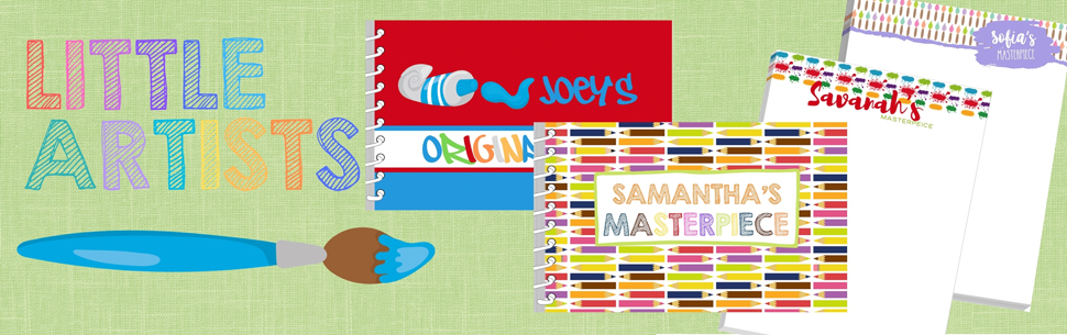 Personalize art journals and sketchpads for kids are a great way to encourage creativity.