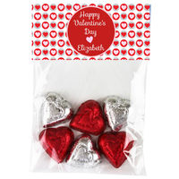 Double Pink Heart Valentine Candy Bag Toppers
