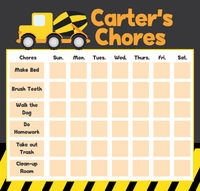 Construction Truck Chore Board