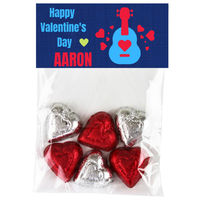 Blue Guitar Valentine Candy Bag Toppers