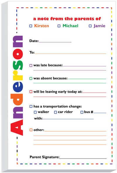 Colorful Dashes Excuse Pad