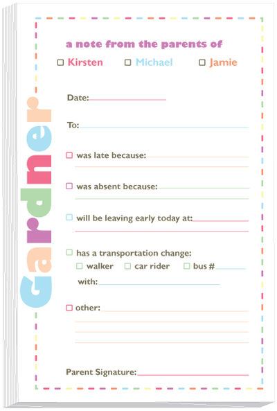 Colorful Dashes Pastel Excuse Pad