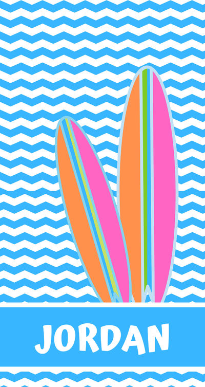 Orange Pink Surfboards Beach Towel