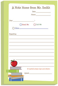 Red Apple From Teacher Note Pad