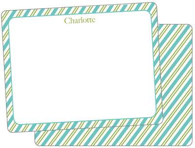 Green Teal Stripes Note Card