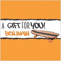 Orange Skateboard Gift Stickers