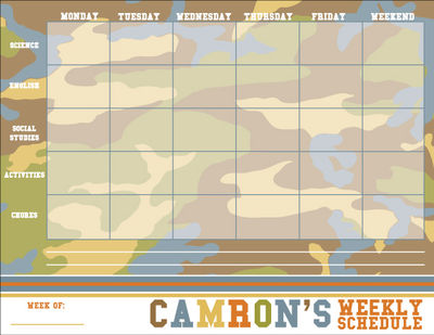 Camo Homework Chart