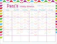 Lined Hearts Weekly Calendar