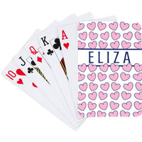 Pink Hearts Camp Playing Cards