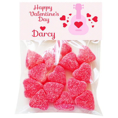 Pink Guitar Valentine Candy Bag Toppers